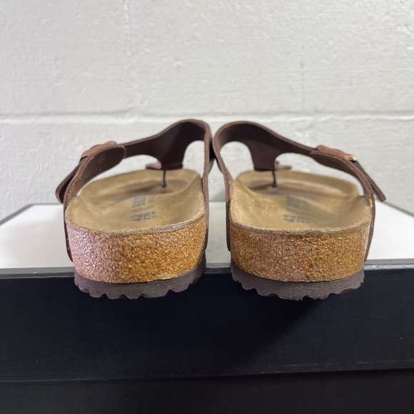 Birkenstock Gizeh Thong Sandals Brown Leather Buckle Slip On Womens 42 EU/11 US